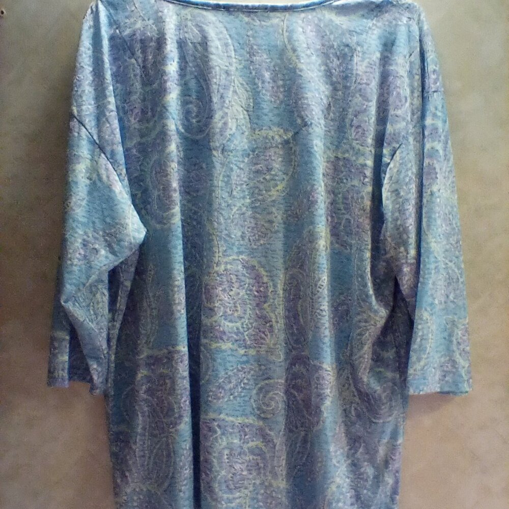 Woman's three quarter sleeve blouse, purple and size 1xl. By erika